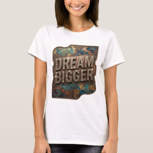 Opvallende zilveren DROOM GROTER Slogan T-shirt