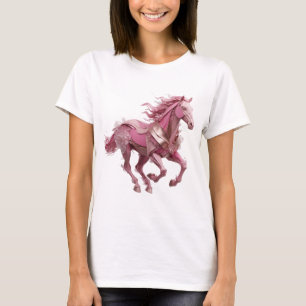 Opvallende zilveren GEANIMEERD ROZE PAARD Grafisch T-shirt