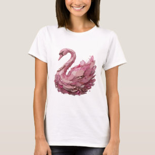 Opvallende zilveren GLAMOROUS ZWAAN Modern ontwerp T-shirt