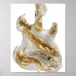 Opvallende zilveren Gouden elektrische gitaar Poster