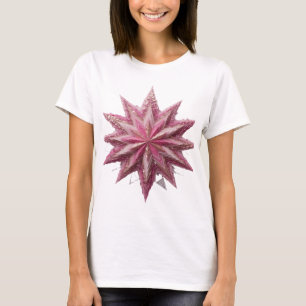 Opvallende zilveren PINK STAR-tekstontwerp T-shirt