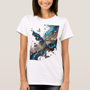 Opvallende zilveren VLINDER FANTASIE slogan T-shir T-shirt