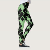 Opvallende zwarte rechthoeken op groene Leggings (Rechts)