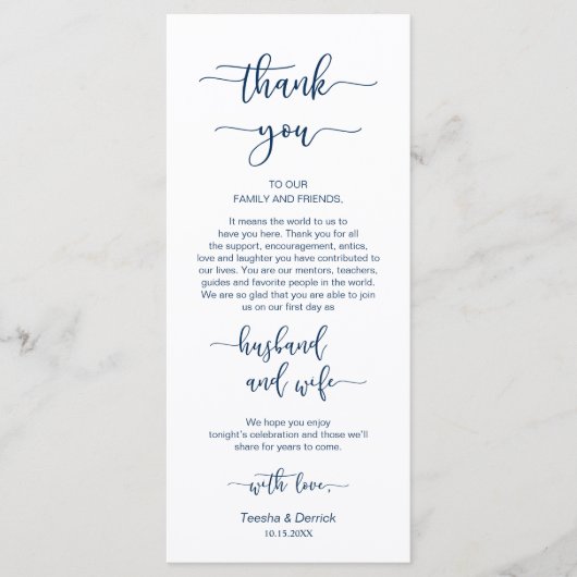 Opvang Plaatsen Dank u, Navy Blue, kaart (Voorkant)