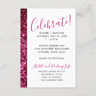 Opvang roze en zwart glitter Mitzvah Informatiekaartje