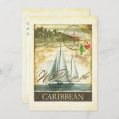 Opvang van de Retro Caribische Caymaneilanden Kaart (Voorkant / Achterkant)