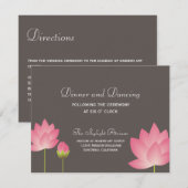 Opvang voor roze lotusbloem grijze bruiloft informatiekaartje (Voorkant / Achterkant)