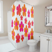 Opvlieger, roze en oranje douchegordijn (In situ)