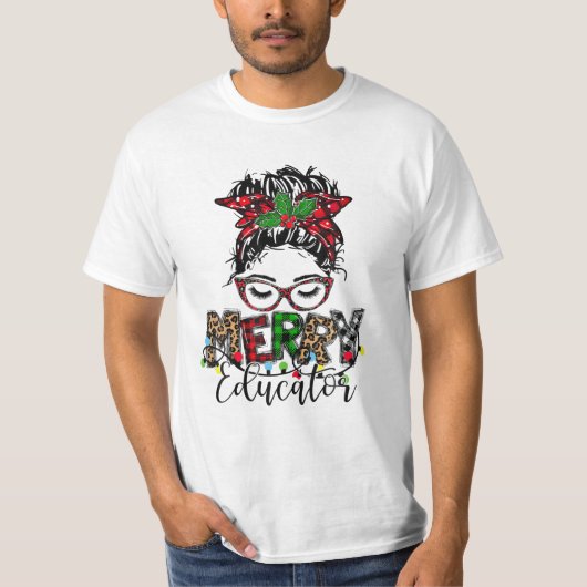 Opvoeder Kerstmis voor Opvoeder T-shirt (Voorkant)