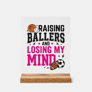 Opvoeding Ballers Sport Moeder Vintage T-Shirt Ont Acryl Bord