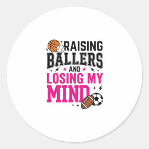 Opvoeding Ballers Sport Moeder Vintage T-Shirt Ont Ronde Sticker