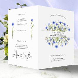 Opvouwbaar Bord Blauw Bloemen Bruiloft Programma