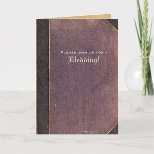 Opvouwbare Vintage Paarse Boek Foto Trouw Uitnodig (Voorkant)