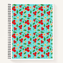 Opvrolijkend rood besjes en kleine bloemenpatroon notitieboek