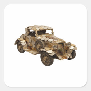 Opvrolijkende Zilveren MONEY CAR Sticker Grafisch