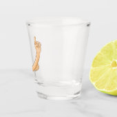 opwaarts handwijzend schotglas shot glas (Rechts)