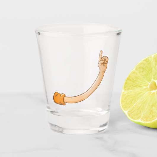 opwaarts handwijzend schotglas shot glas (Voorkant)