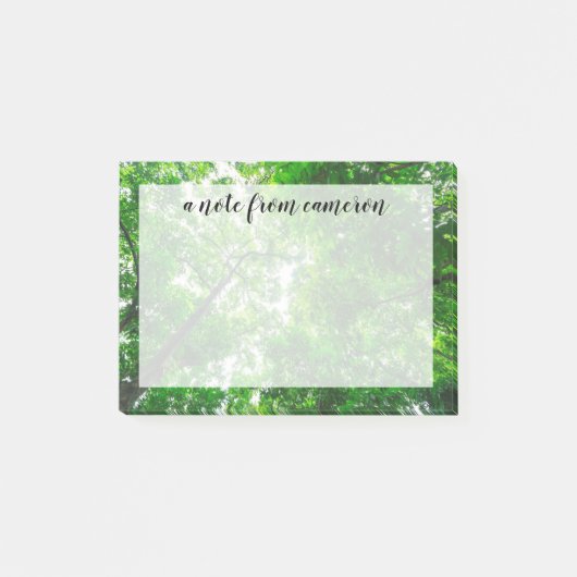 Opwaartse zicht op bomen post-it® notes (Voorkant)