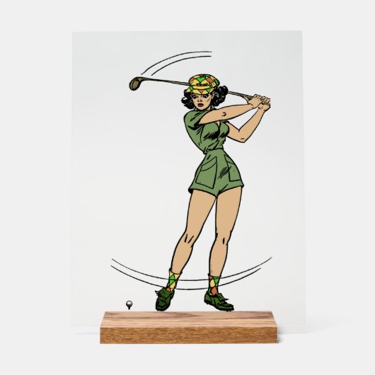 Opwarmen voor Golf Lady Golfer Acryl Bord (Voorkant)