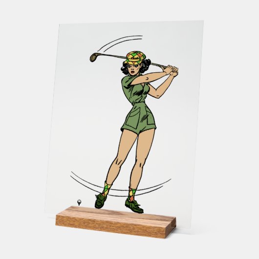 Opwarmen voor Golf Lady Golfer Acryl Bord (Hoek)