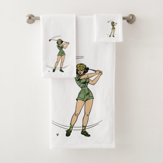 Opwarmen voor Golf Lady Golfer Bad Handdoek (Insitu)