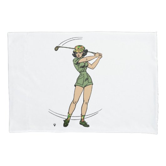 Opwarmen voor Golf Lady Golfer Kussensloop (Voorkant)