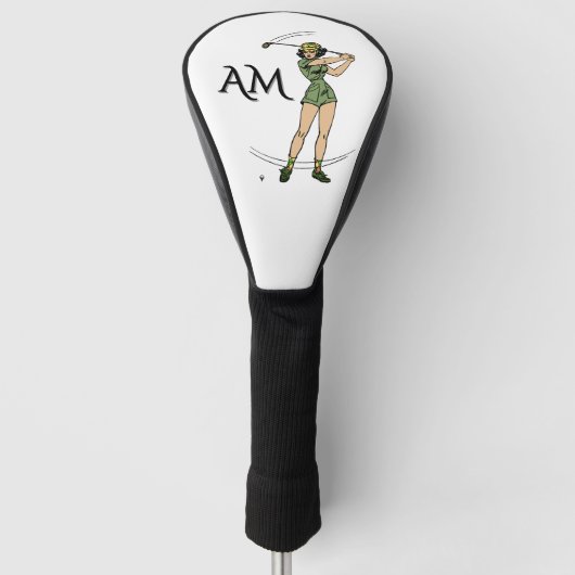 Opwarmen voor Golf Lady Golfer Monogram Golfheadcover (Voorkant)