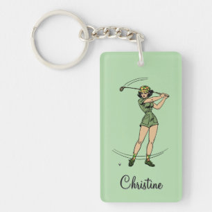Opwarmen voor golfen Persoonlijke dame golfer groe Sleutelhanger