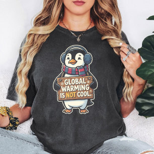 Opwarming van de Aarde Is Niet Leuk Pinguïn T-shirt