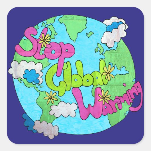 Opwarming van de aarde stoppen - Textured | STICKE Vierkante Sticker (Voorkant)