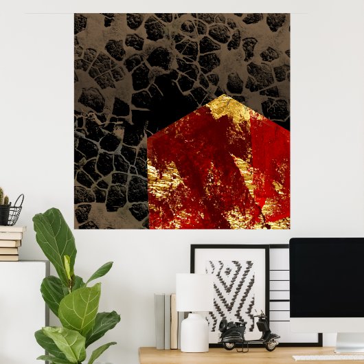 Opwarming van de aarde - Verbrandend huis - Abstra Poster (Thuiskantoor)