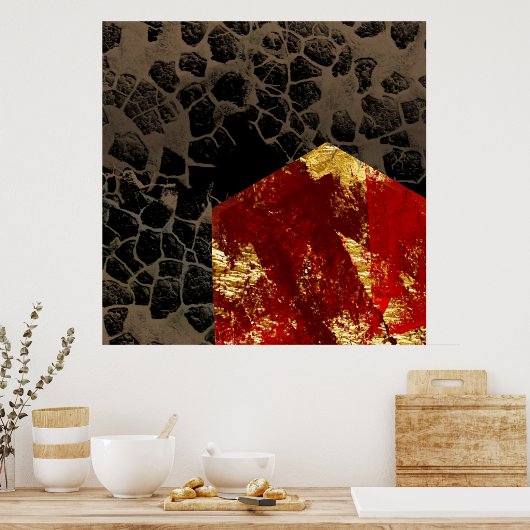 Opwarming van de aarde - Verbrandend huis - Abstra Poster (Keuken)