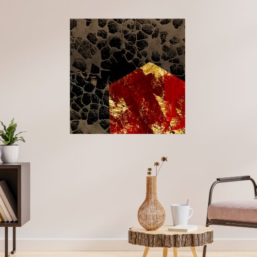 Opwarming van de aarde - Verbrandend huis - Abstra Poster (Woonkamer 3)