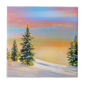 "Opwarming van de winter" sneeuwscène Tegeltje (Voorkant)