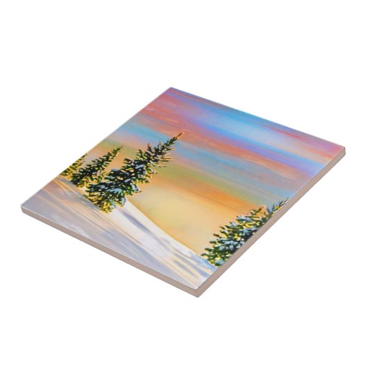 "Opwarming van de winter" sneeuwscène Tegeltje (Zijkant)