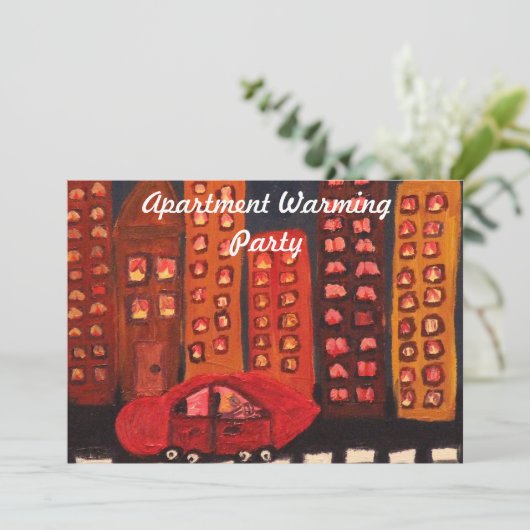 Opwarmingsuitnodiging voor appartementen kaart (Staand voorkant)