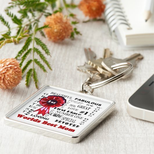 Opwekken van Word Collage Werkt Beste Mam Zeer bel Sleutelhanger (Zijkant)