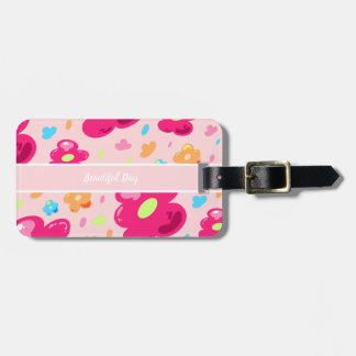 Opwekkende hete roze met pastelroze jellybloem bagagelabel