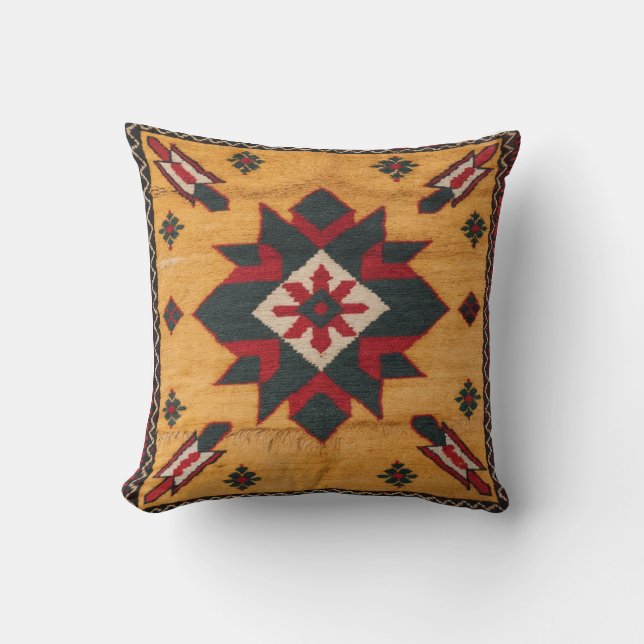  Opwekking: Geel Kilim Kussen met Chic Vib (Voorkant)