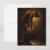 Opwindbare Kantoorman Surrealistische Routine Male Briefkaart (Voorkant / Achterkant)
