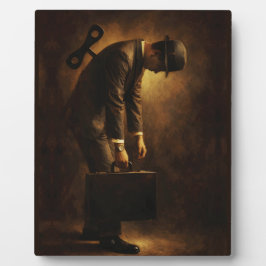 Opwindbare Kantoorman Surrealistische Routine Male Fotoplaat