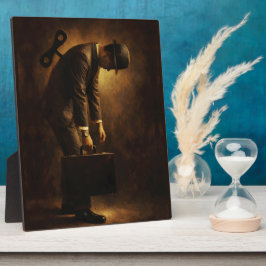 Opwindbare Kantoorman Surrealistische Routine Male Fotoplaat