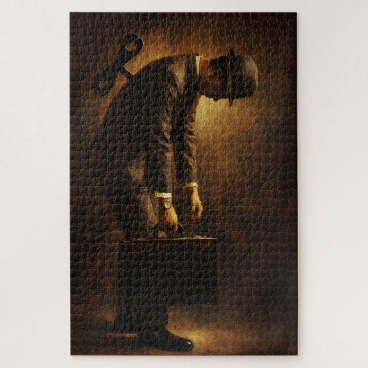 Opwindbare Kantoorman Surrealistische Routine Male Legpuzzel (Verticaal)