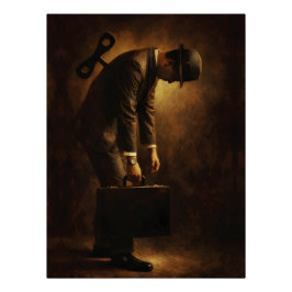 Opwindbare Kantoorman Surrealistische Routine Male Perfect Poster
