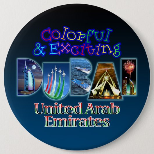 Opwindend en kleurrijk Dubai Ronde Button 6,0 Cm (Voorkant)