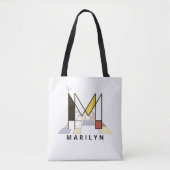 Opwindend Neoplasticisme Style Monogram. Brief M Tote Bag (Voorkant)