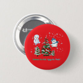 Opwindend winter helder rood ronde button 5,7 cm