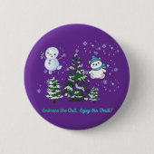 Opwindend winter koninklijk paars ronde button 5,7 cm (Voorkant)