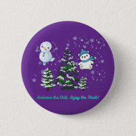 Opwindend winter koninklijk paars ronde button 5,7 cm