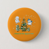 Opwindend winter oranje ronde button 5,7 cm (Voorkant)